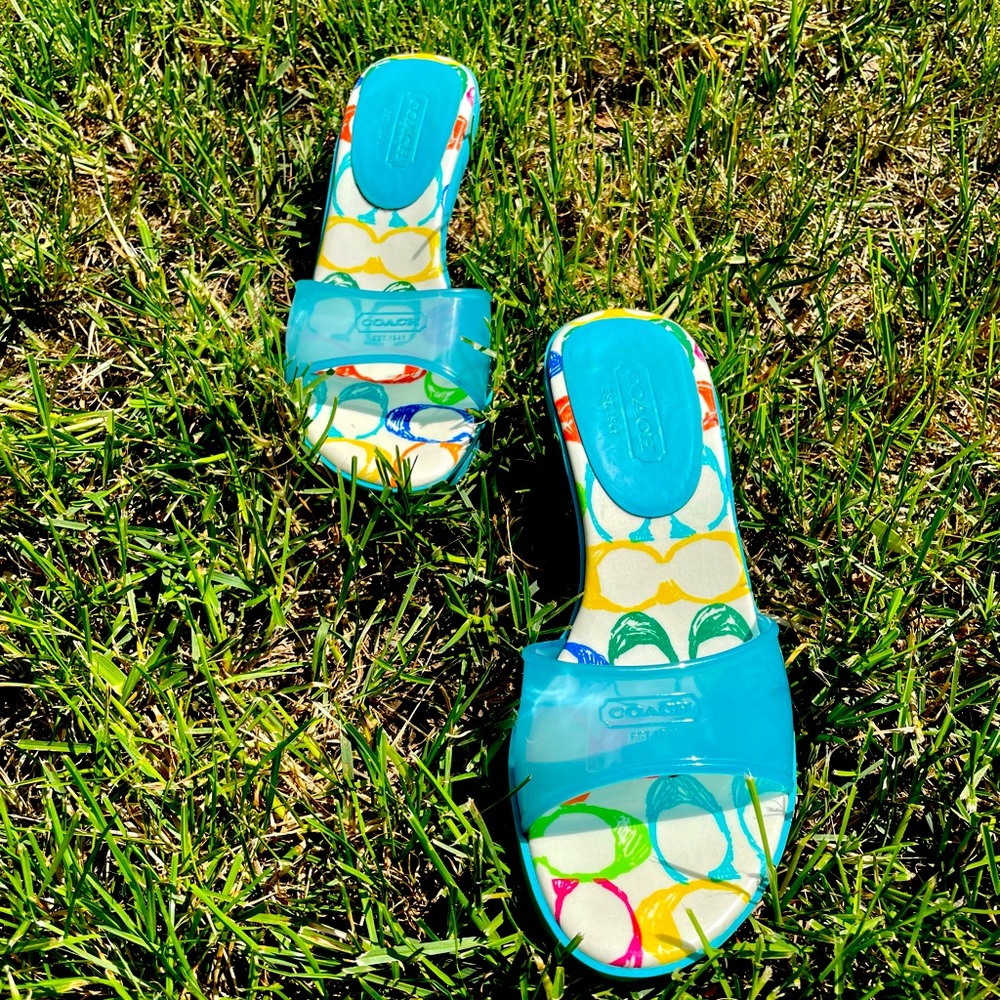 Coach Blue/Multicolored Kitten Heels